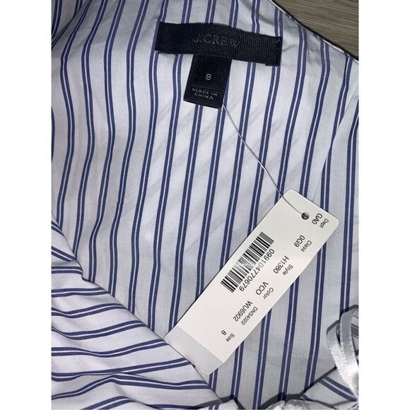 J. Crew Blue & White Striped One-shoulder Ruffled Blouse - Picture 6 of 9